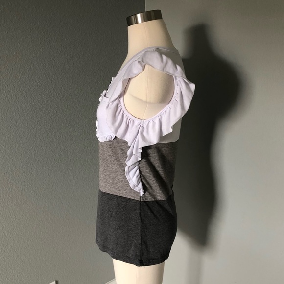 Ruffle Sleeve Color Block 1/4 Button-Down Pocket T-Shirt Top Blouse - Picture 6 of 16